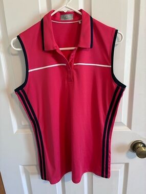 Callaway Hot Pink Sleeveless Polo with Navy Trim